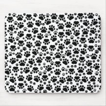 Blanc de Pawprints de traces de pattes de chien, n Tapis De Souris