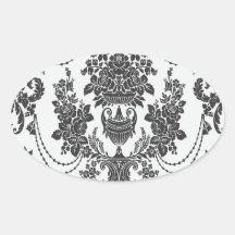 blanc de roses de damassé et black.ai autocollant