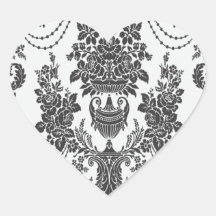 blanc de roses de damassé et black.ai autocollants