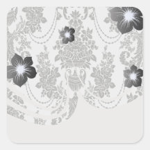 blanc de roses de damassé et black.ai autocollants