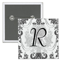 blanc de roses de damassé et black.ai badges avec agrafe