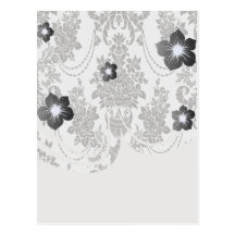blanc de roses de damassé et black.ai cartes postales