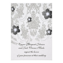 blanc de roses de damassé et black.ai cartons d'invitation