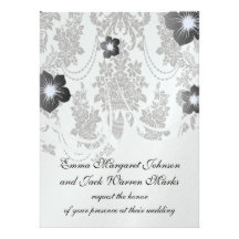 blanc de roses de damassé et black.ai invitation personnalisable