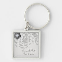 blanc de roses de damassé et black.ai porte-clés