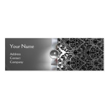Blanc de ruban de gemme de MONOGRAMME de DAMASSÉ Cartes De Visite Professionnelles