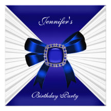 Blanc élégant de bijou de bleu royal d'invitation 