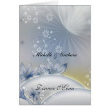 Blanc et bleu de menu de mariage carte de vœux