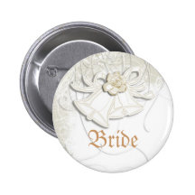 Blanc floral de mariage des cloches d'église n badges