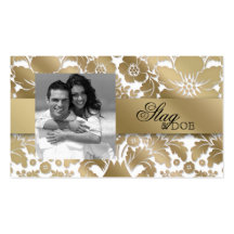Blanc floral d'or de damassé de billet de mâle et  carte de visite