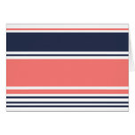Blanc moderne bleu et rose de rayures carte de vœux