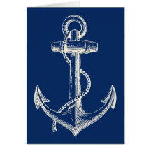 Blanc nautique de bleu marine de cadeau de carte d