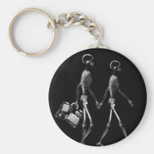Blanc noir de déplacement de couples squelettiques porte-clefs