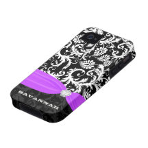 Blanc pourpre plus tout cristal imprimé par damass coque vibe iPhone 4