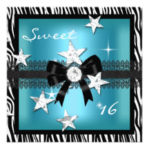 Blanc turquoise de noir bleu de zèbre du sweet six cartons d'invitation