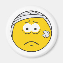 Blessé huez huent le visage souriant magnets