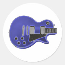 Bleu au néon de lueur de Guitare-T Autocollant Rond