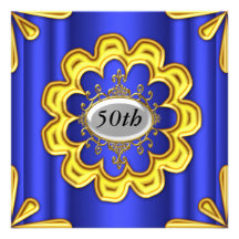 Bleu bleu d'or de fête d'anniversaire d'or faire-parts