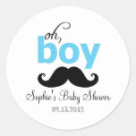 Bleu c'est un autocollant de baby shower de mousta