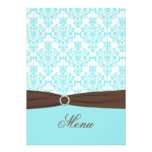 Bleu d'Aqua, Brown, carte blanche de menu de damas Invitations