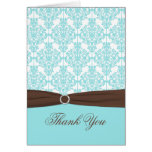 Bleu d'Aqua, Brown, carte de remerciements blanc d