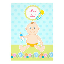 Bleu de bébé, invitation florale verte de douche