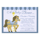 Bleu de carrousel de baby shower invitations
