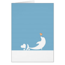 Bleu de ciel de dauphin d'océan avec le coeur carte