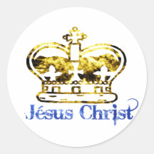 Bleu de Doré de Jésus-Christ de Couronne Autocollants Ronds