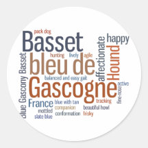 Bleu de Gascogne de basset Adhésifs Ronds
