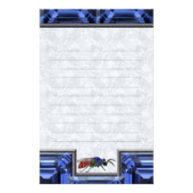Bleu de guêpe de coucou rayé papier à lettre customisable