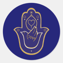 Bleu de Hamsa de paix et d'amour de henné Adhésifs Ronds
