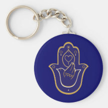 Bleu de Hamsa de paix et d'amour de henné Porte-clés