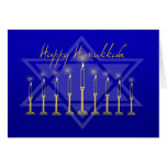 Bleu de Hanoukka Menorah Carte De Vœux