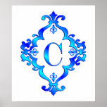 Bleu de la lettre C Posters