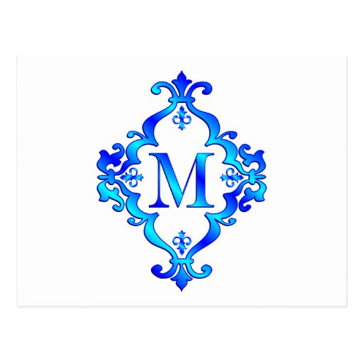 Bleu de la lettre M Carte Postale
