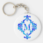 Bleu de la lettre M Porte-clés