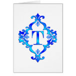 Bleu de la lettre T Carte De Vœux