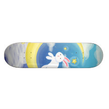 Bleu de lapin de lune plateaux de skate