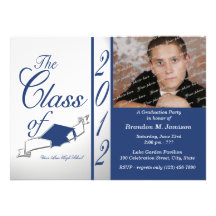 Bleu de l'obtention du diplôme 2012/de classe de c faire-parts