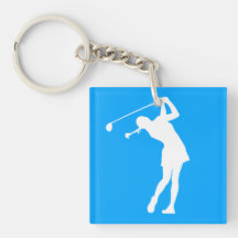 Bleu de Madame Golfer Silhouette Keychain w/Name Porteclés