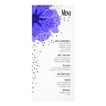 Bleu de menu de dîner de pavots de poivre invitation personnalisée
