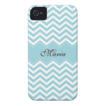 Bleu de mer ou motif personnalisé de chevron d'aqu coque iPhone 4 Case-Mate