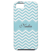 Bleu de mer ou motif personnalisé de chevron d'aqu étuis iPhone 5
