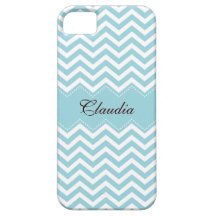 Bleu de mer ou motif personnalisé de chevron d'aqu étuis iPhone 5