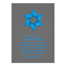 Bleu de Mitzvah de barre sur le gris, étoile de Da Faire-part