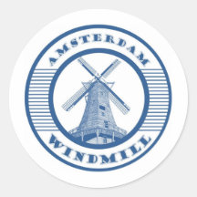 BLEU DE MOULIN À VENT D'AMSTERDAM ADHÉSIFS RONDS