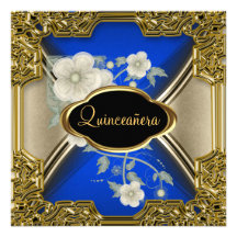 Bleu de noir d'or de fête d'anniversaire de Quince Faire-parts