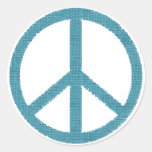 bleu de paix tissu-comme autocollant rond