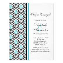 Bleu de turquoise d'invitation de partie de fiança